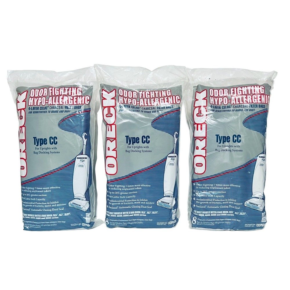 Oreck Type CC Upright Bags Vacuum Odor Fighting 743808200752 -8 Disposable 3 New